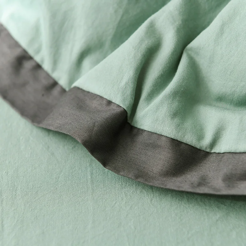 3 4pcs Washed Cotton Brief Style Green Solid Fashion Bedding Sets Duvet Cover Flat Fitted Bed Sheet Pillowcase Home Use Soft | Дом и сад