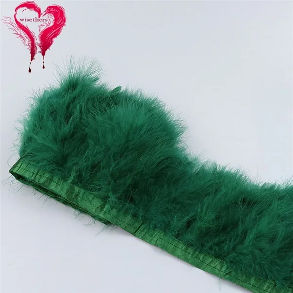 2 Meters/Lot 10-15 CM Dyed Colored Downy Turkey Marabou Feather Fringe Trimming Satin Ribbon Trim Garment Decoration 22 Colors - Цвет: Dark Green