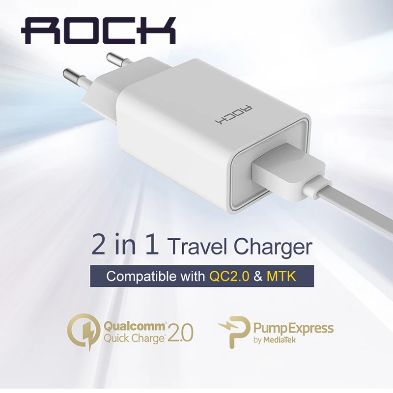 ROCK USB зарядное устройство адаптер Qualcomm QC 2 0 США вилка Путешествия стены Быстрая