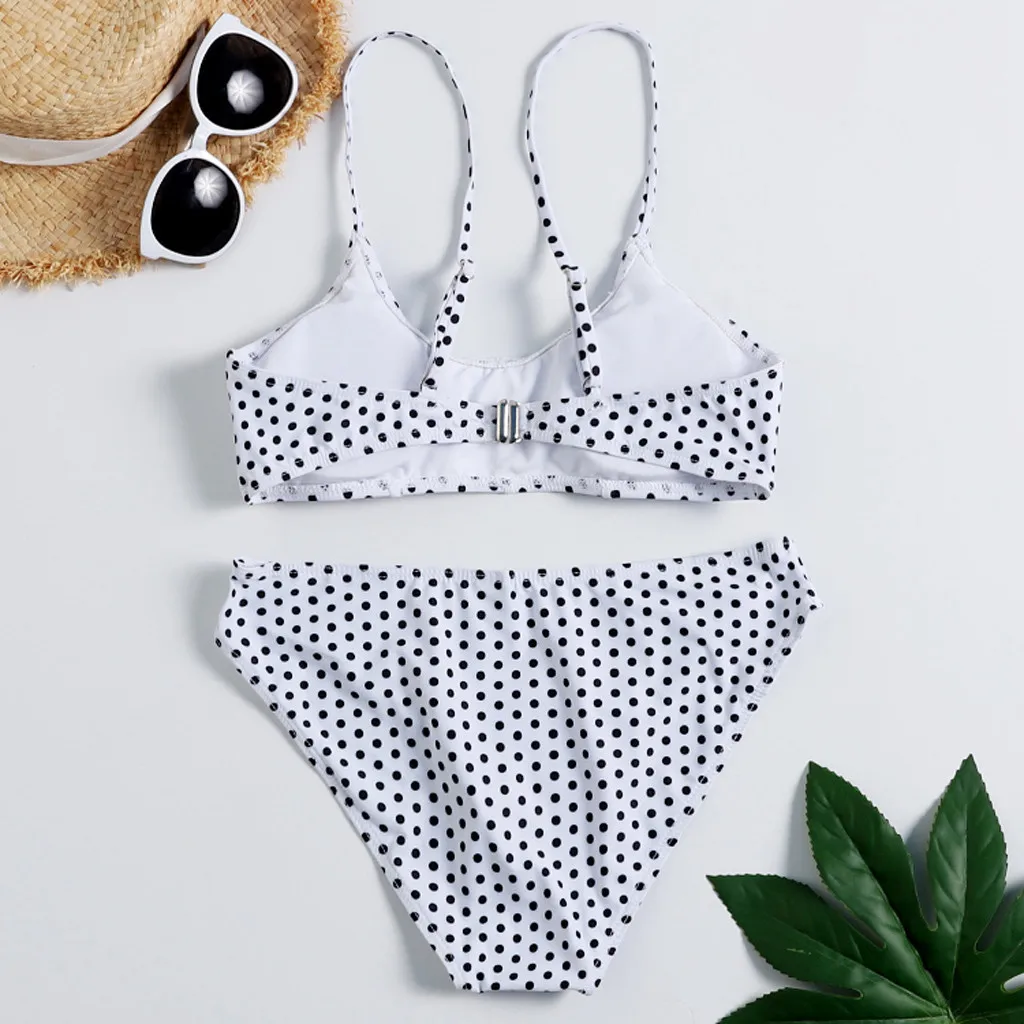 Женский купальник с пуш-ап SAGACE бикини принтом в горошек бандажный низкой талией