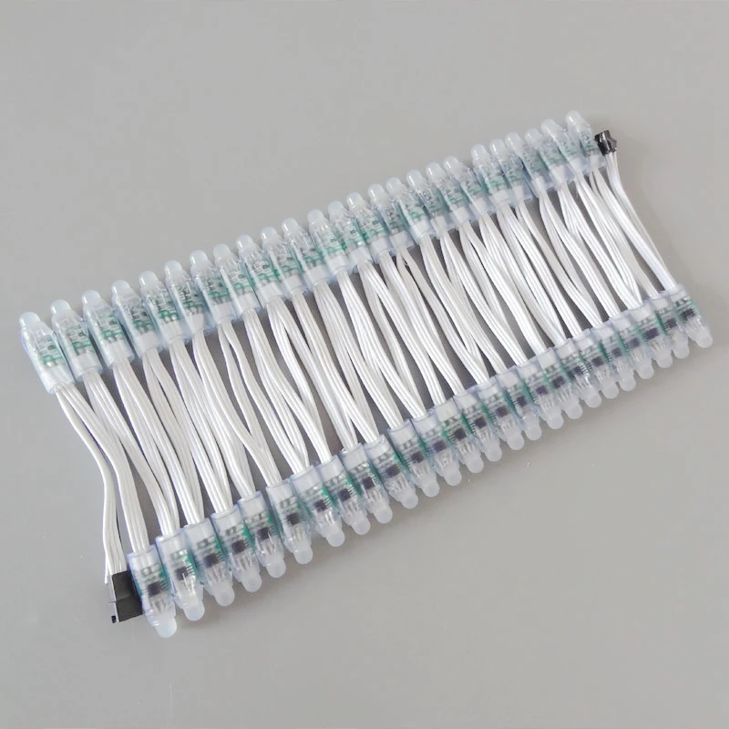 Wholesale 1000PCS Addressable Color 12mm Diffused Digital RGB LED Pixels Lights WS2811 DC5V Waterproof Modules White Wire | Освещение