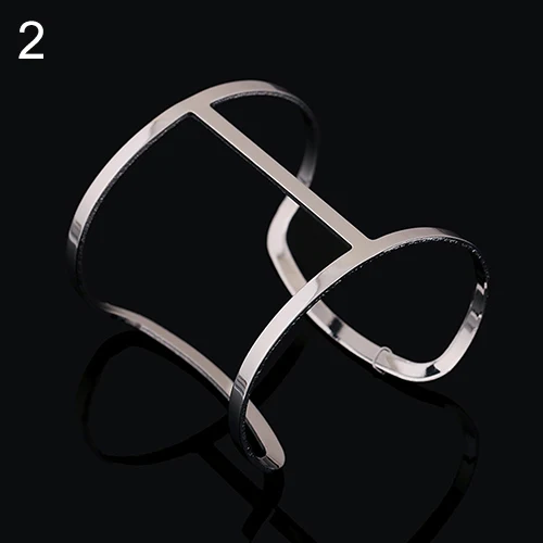 2016 НОВЫХ женщин Punk Манжеты Серебро/Золото Мода Широкий Браслет Простой Унисекс