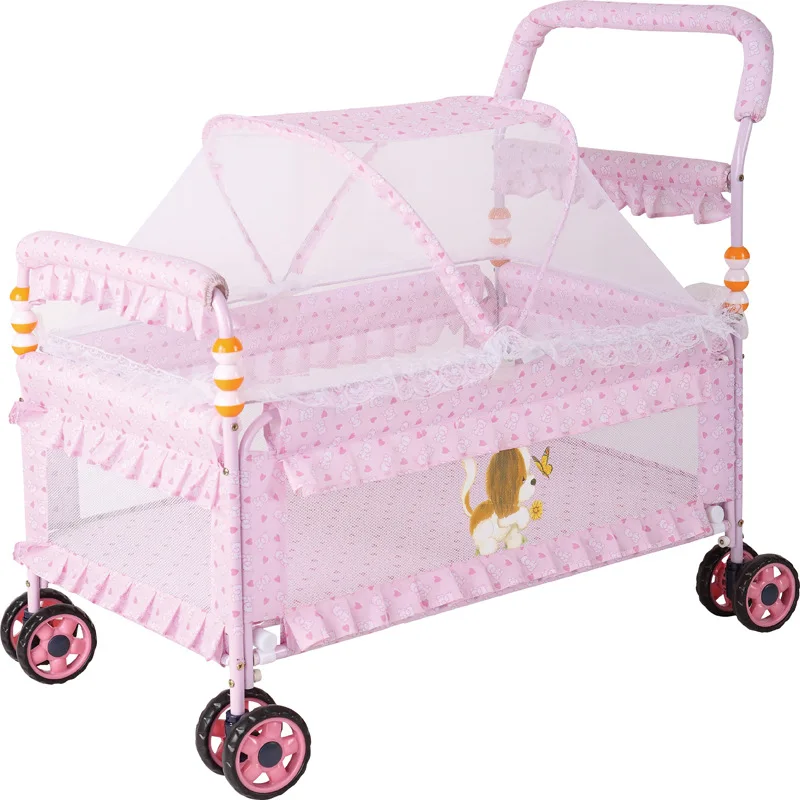 European portable multi-functional iron bed baby bed environmental protection newborn baby bed trolley