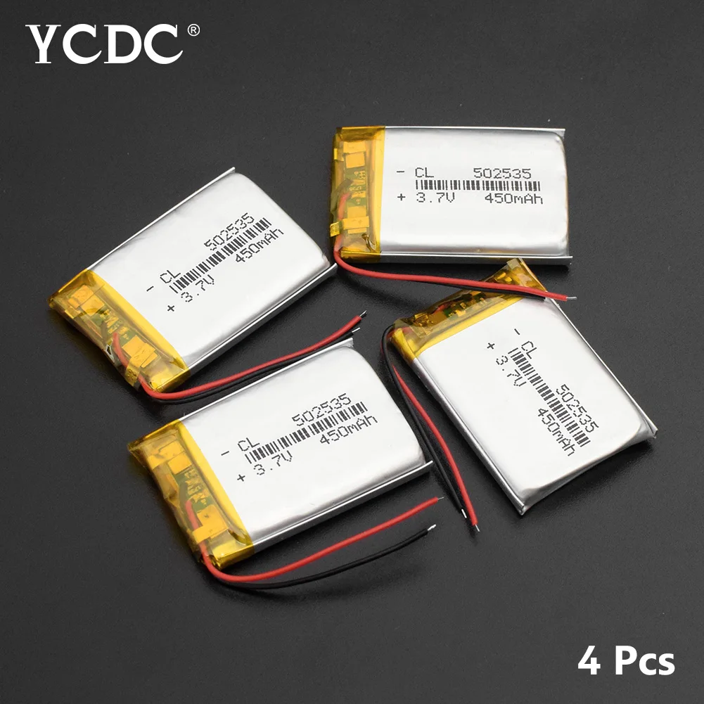 1/2/4 шт 3,7 V литий-полимерный Батарея 052535 502535 MP4 MP5 сделай себе сам подарки игрушки 450 мА-ч для Bluetooth гарнитура gps Мини цифровой Камера - Цвет: 4Pcs