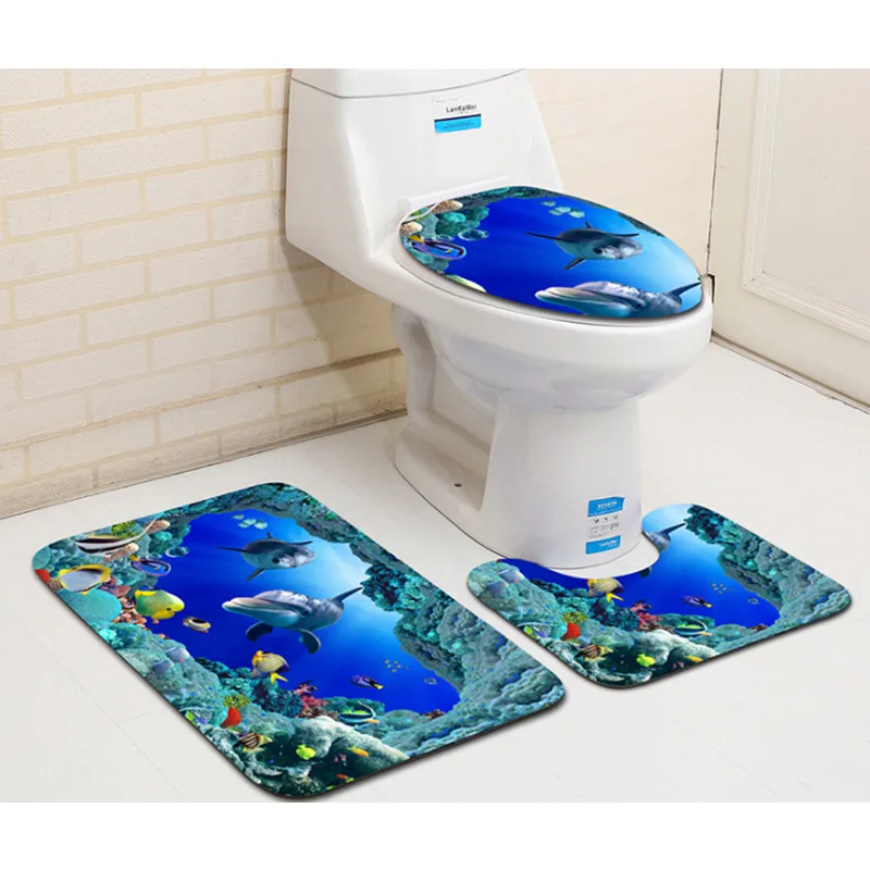 3 шт. приморский город Toliet U коврик Ванная комната коврик для ванной комплект Нескользящие 50x80 см и 45x75 см Tapis Salle De Bain Tapete Banheiro