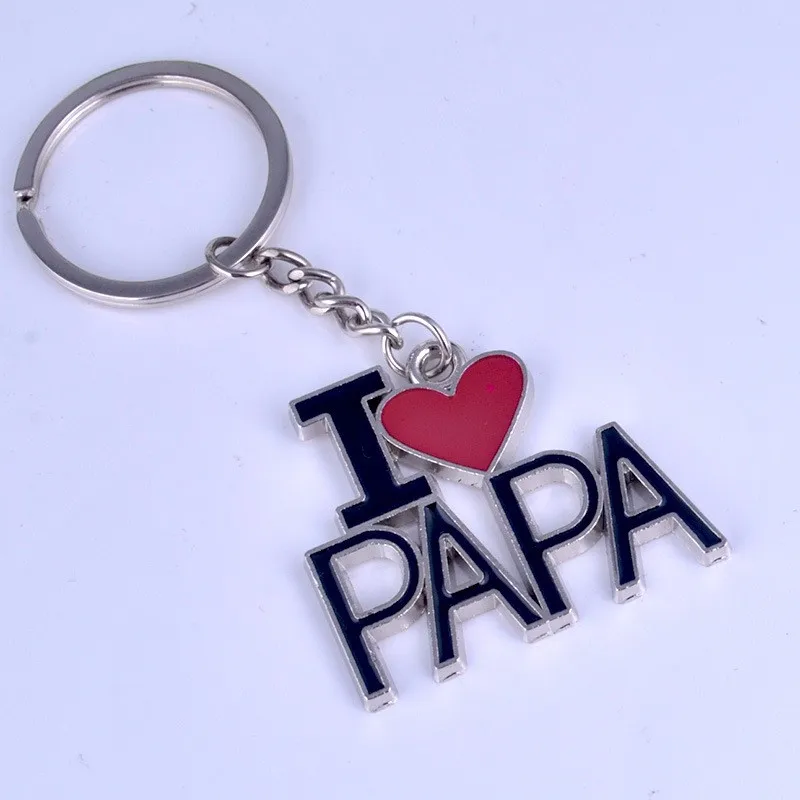 12 шт./лот) буквы I LOVE MOM/PAPA брелки модная в форме сердца ключ из металлического сплава кольца подарок на День Благодарения сувенир