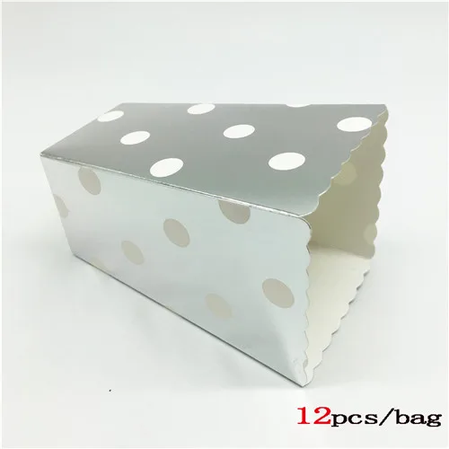 Sliver dot 12 шт. новая свадьба день рождения фильм столовая посуда золото/серебро жесткая бумага вечерние попкорн коробка воздушная Кукуруза конфеты/Sanck любимые пакеты подарок - Цвет: Sliver dot