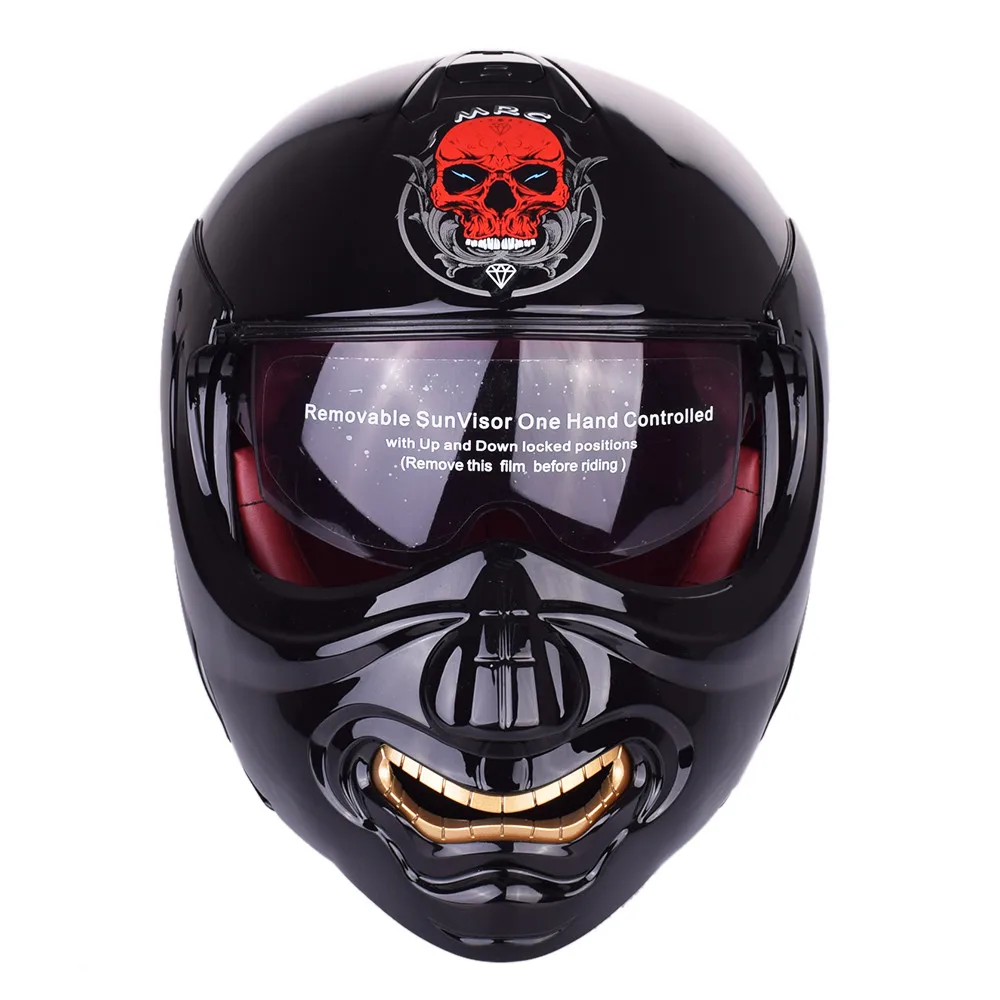 Череп полный лицо мотоциклетный шлем модульный откидной Мотоциклы Чоппер Ретро