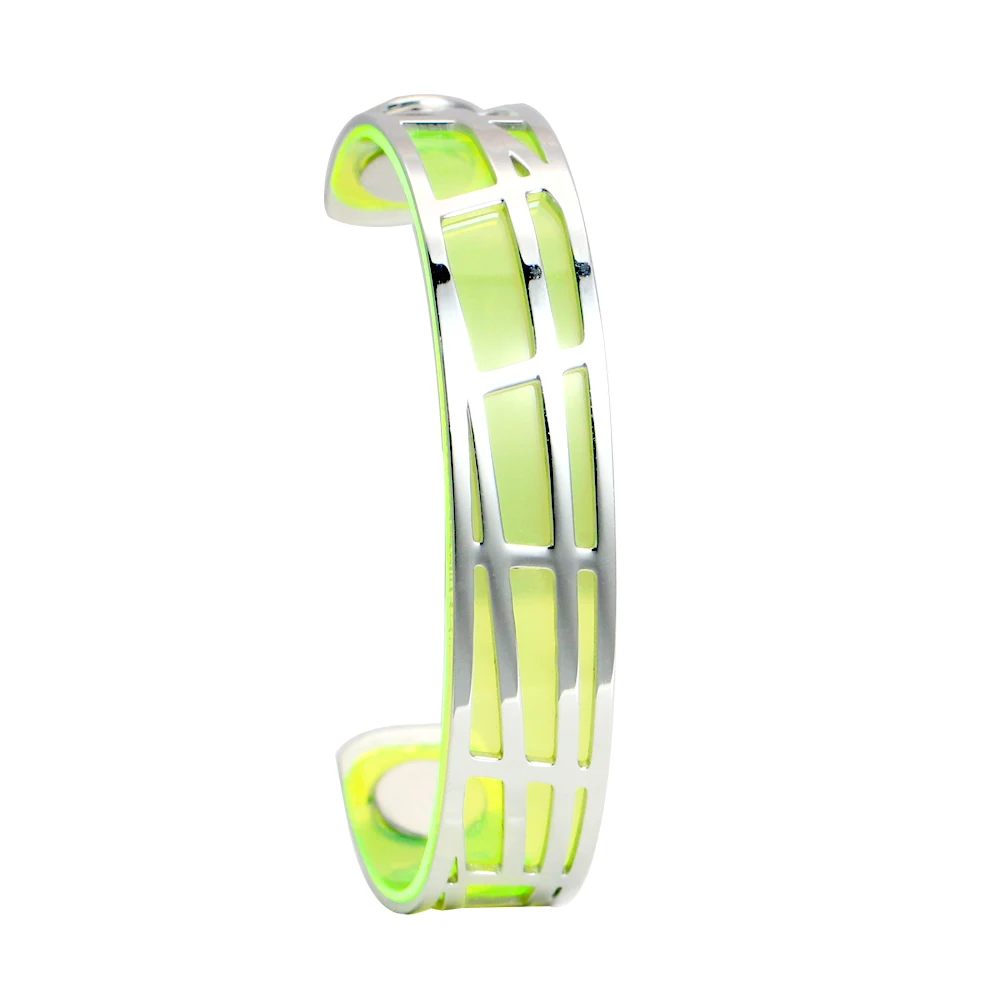 14 mm green Legenstar Argent геометрический браслет из нержавеющей стали и браслет для женщин Manchette Реверсивный прозрачный кожаный браслет - Окраска металла: 14 mm green