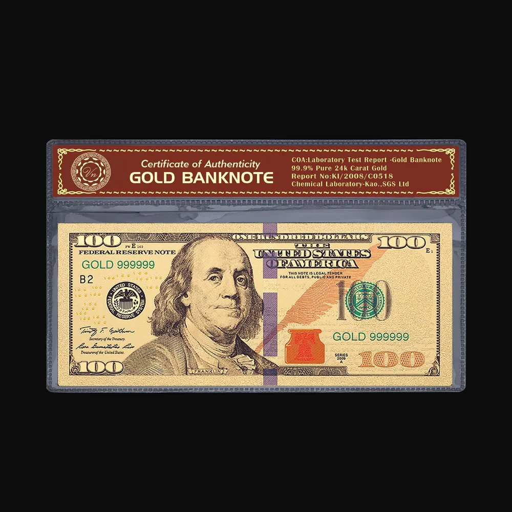 Цветная Банкнота с красным покрытием 100 долларов США домашний декор поделки