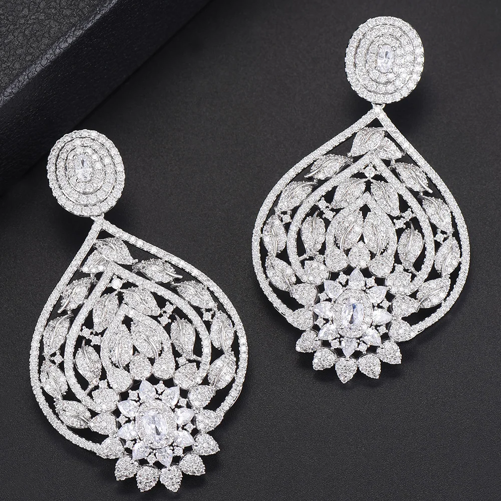 missvikki Big Drop Crystal Wedding Earrings for Women Gold Bridal Pendantes Boucle D'oreille Party Jewelry Wholesale | Украшения и