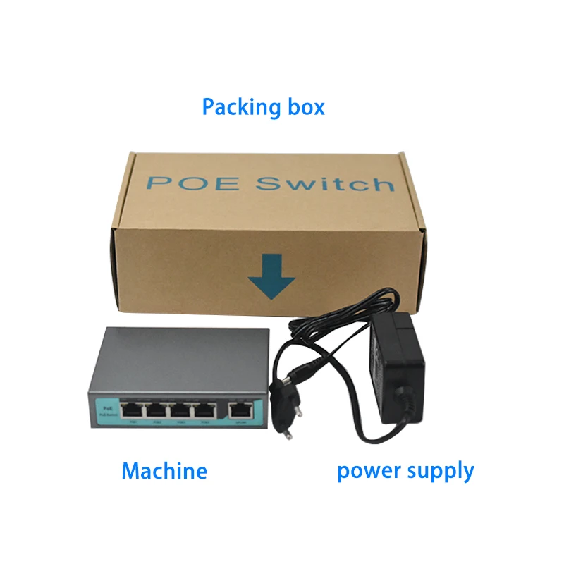 Гигабитный POE коммутатор 1000 м 4 порта + 1 порт uplink оптический poe 48 в af/at источник