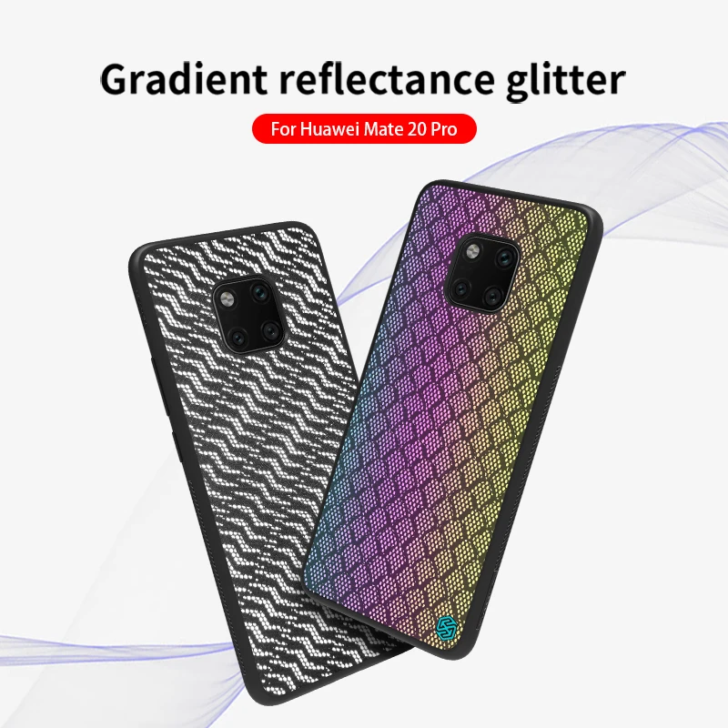 NILLKIN Case for Huawei Mate 20 Pro Woven Polyester Mesh Shell Colored Glitter Holographic Gradient Reflective Black Cover |