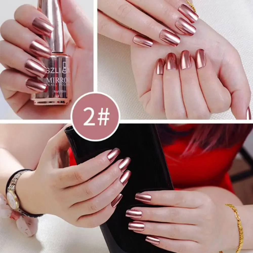 02 Модный зеркальный лак для ногтей Серебряный прозрачная фиолетовая ночная рубашка розового цвета: золотистый, серебристый Цвет блестящие, для дизайна ногтей Лаки для ногтей маникюрный лак - Цвет: 02