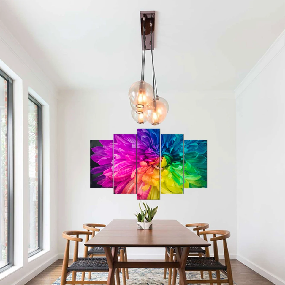 Modular HD Print Artwork Modern Poster Home Decor Wall Art 5 Pieces Pictures Abstract Flower Canvas Painting Spray | Дом и сад