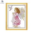 Узоры с ангелом мира Joy Sunday, наборы для ручной вышивки крестиком DMC 11CT 14CT, подсчитанная вышивка, рукоделие, домашний декор