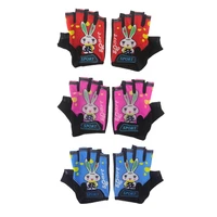 bike bicycle cycling gloves kids child rabbit outdoor sports non slip breathable half finger