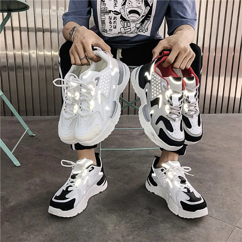 Женские кроссовки на платформе повседневные светоотражающие дышащие массивной