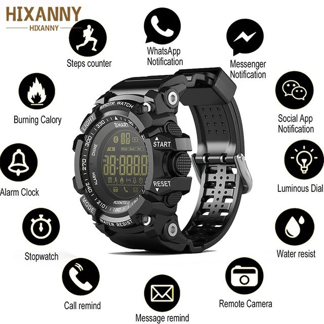 HIXANNY 2019 Bluetooth часы EX16 умные уведомление дистанционное управление шагомер