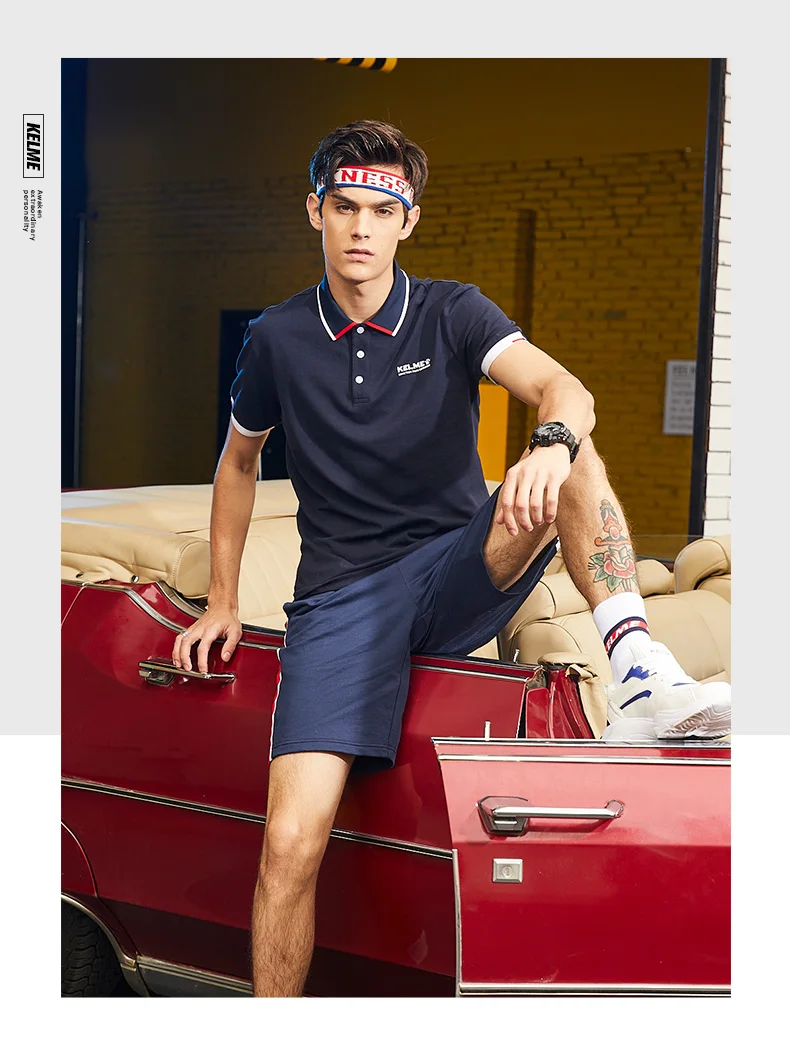KELME мужская летняя рубашка поло с коротким рукавом из хлопка, Спортивная рубашка поло, Тонкая Повседневная рубашка 3891062