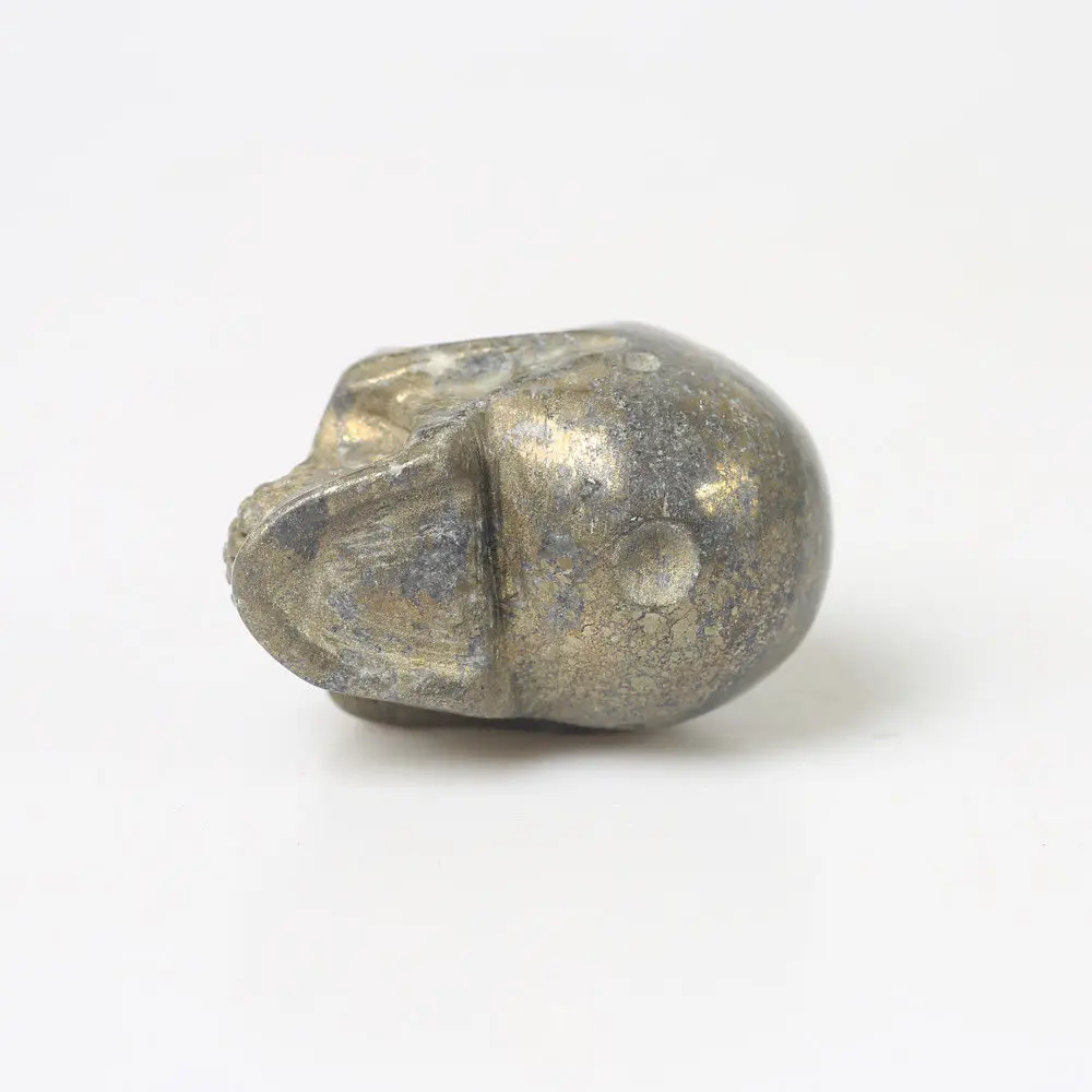 2 ''Pyrite Rock Череп из драгоценных камней минеральная фотосессия ручная резная
