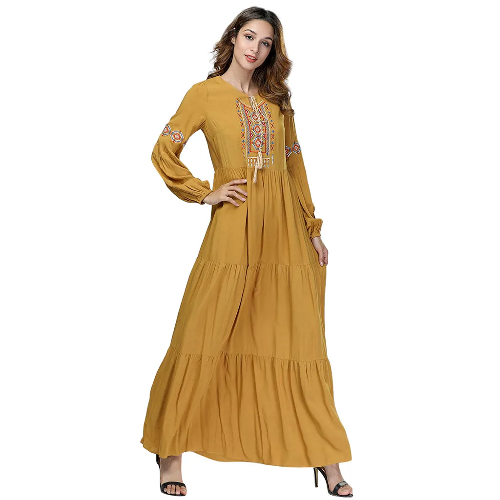 Женское национальное платье абайя Исламская новинка 2019 мусульманское с длинное