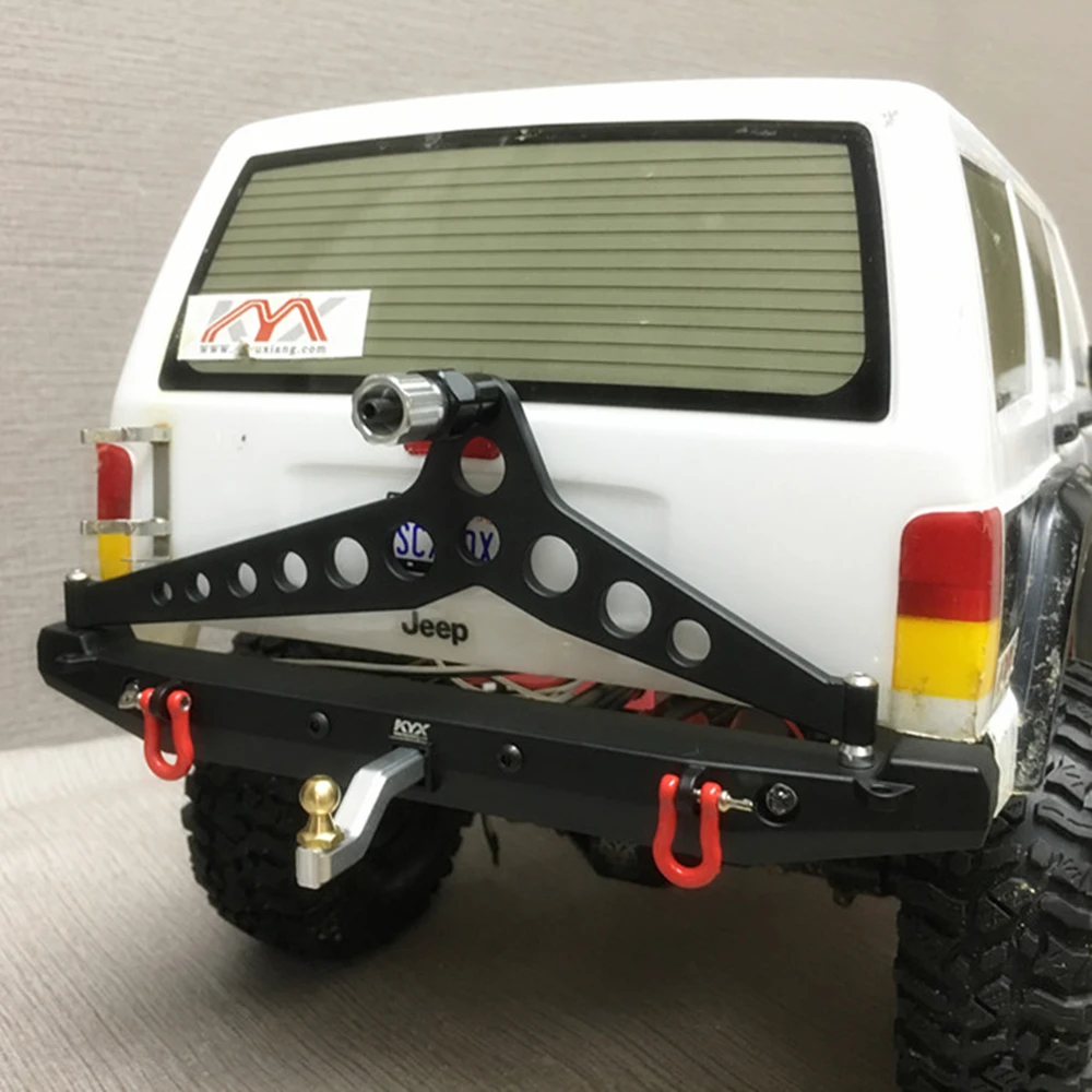 

New aluminium alloy rear bumper w/ led lights assembly for 1:10 scale traxxas trx4 axial scx10 90046 jeep rc rock crawler car