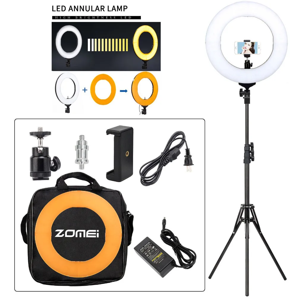 ZOMEI 14 &quotDimmable LED Studio Ring Light фотографическое освещение макияж лампа для камеры Фото