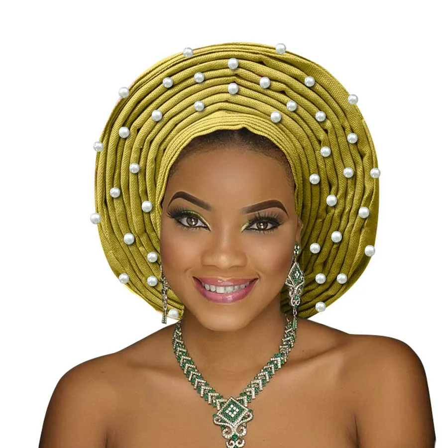 Нигерийский головной убор aso oke Африканский уже изготовленный Авто тюрбан ebi gele с