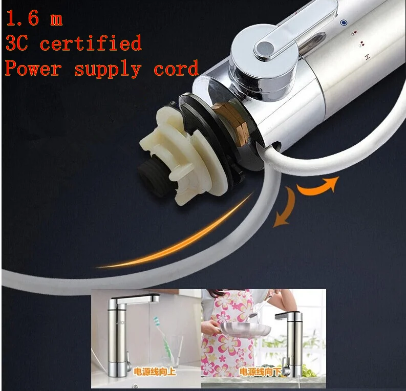 Фото 3000W Stainless Steel Instant Hot Water Tap Electric Faucet Kitchen Heating Heater Leakage Protection Обустройство дома 3000W Stainless Steel Instant Hot Water Tap Electric Faucet Kitchen Heating Heater Leakage Protection Обустройство дома