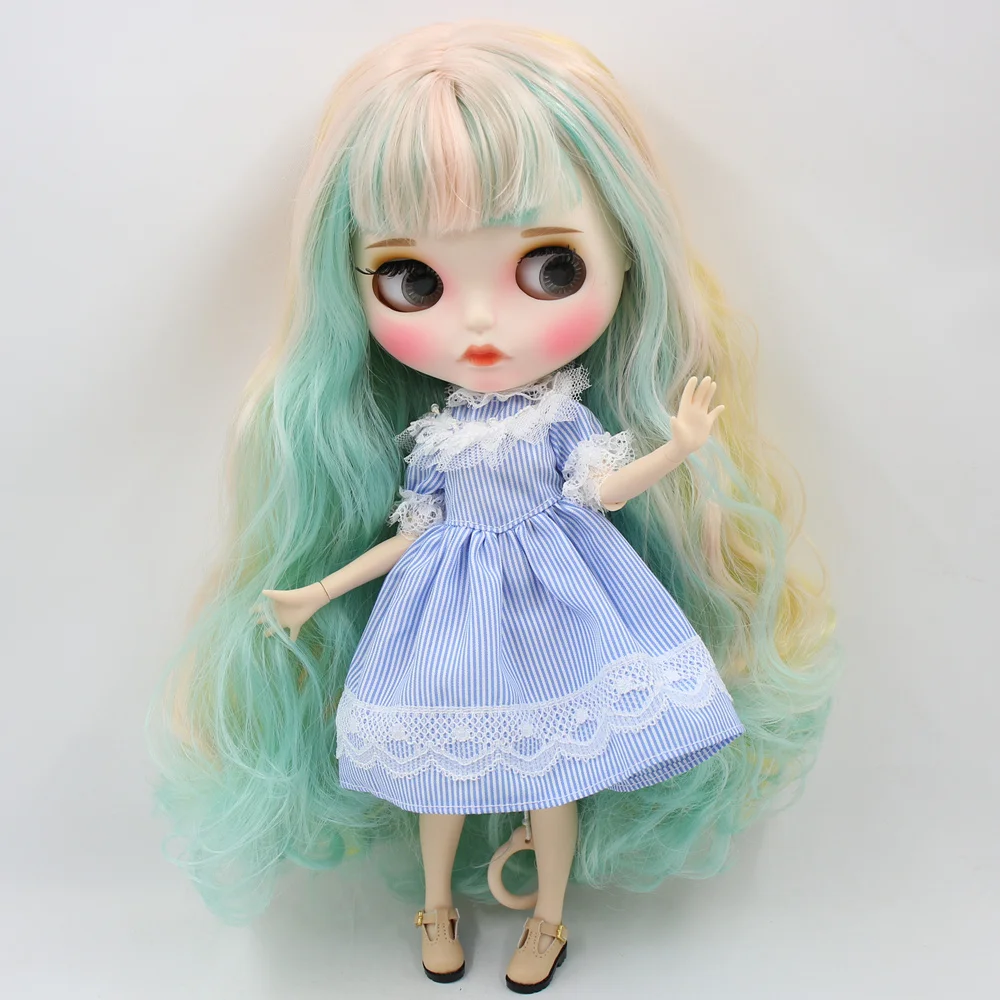 Платье для куклы Blyth в синюю полоску, кружевное платье, костюм 1/6 bjd, ледяной, пульлип, licca