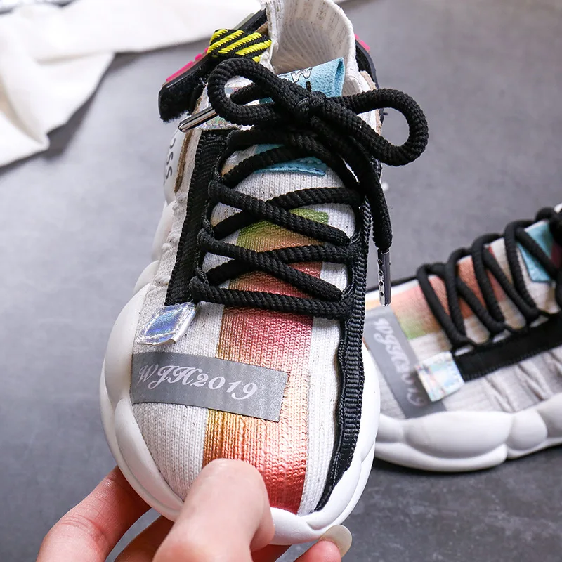 2019 Boys Girls Trendy Sneakers Baby/Toddler/Little/Big Kid Lace-Up Back Buckle Trainers Children School Casual Breathable Shoes | Детская