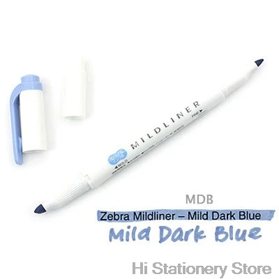 Mild Dark Blue 1PC 1 шт., двухсторонний маркер-маркер с принтом зебры, с круглым носком/косой мягкой поверхностью, 15 цветов на выбор, для офиса и школы - Цвет: Mild Dark Blue 1PC