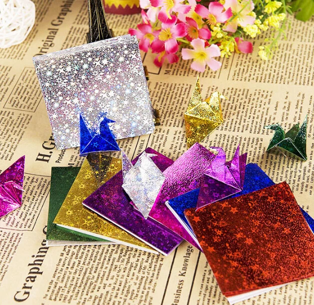 70 шт./лот жемчуг лазерной мульти рисунком звездочки бумажные Журавлики оригами в