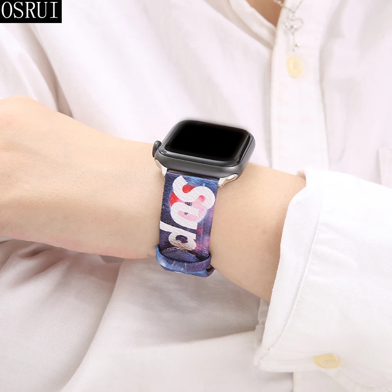 Ремешок для Apple watch band 42 мм 38 кожаный браслет сюрприз ремень correa iwatch 44 40 серия 4 3 2