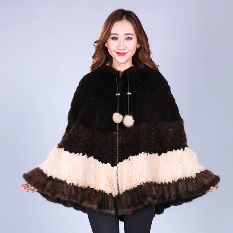 JKP 2018 новое популярное женское вязаное пальто из натурального меха норки с