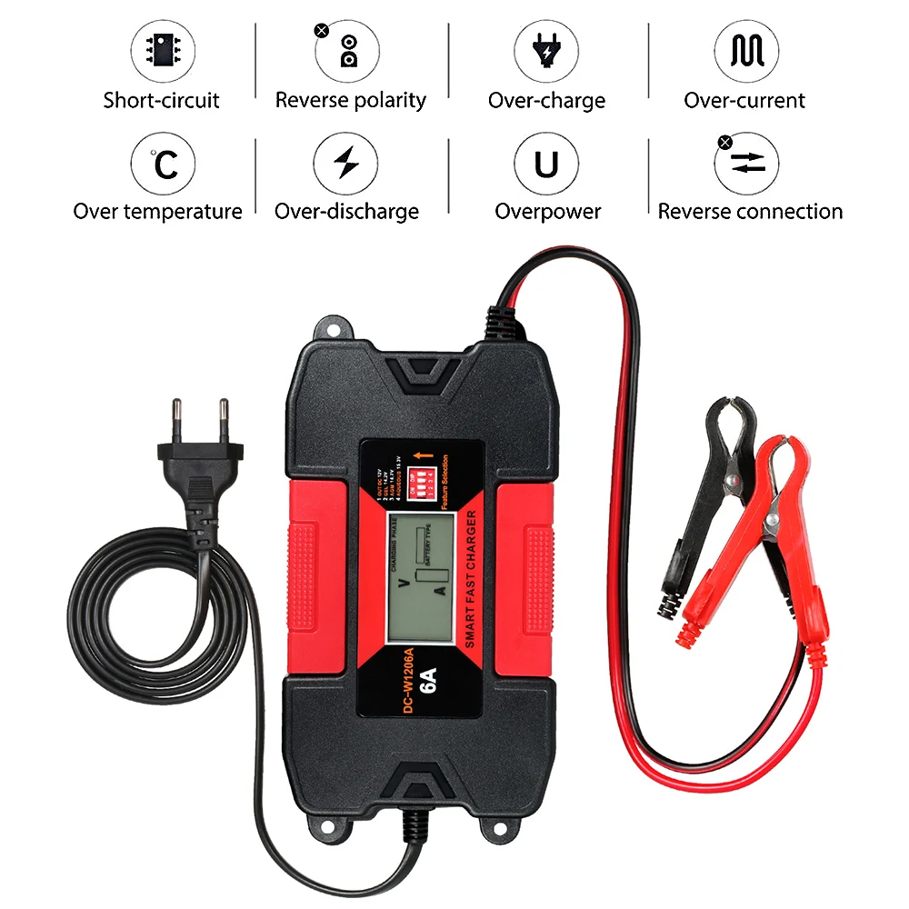 12V 4A/6A Авто салона автомобиля Батарея Зарядное устройство Европейский сертификат соответствия ограничениям на использование опасных материалов в производстве электрического и электронного полностью ШИМ цифровой Батарея Зарядное устройство