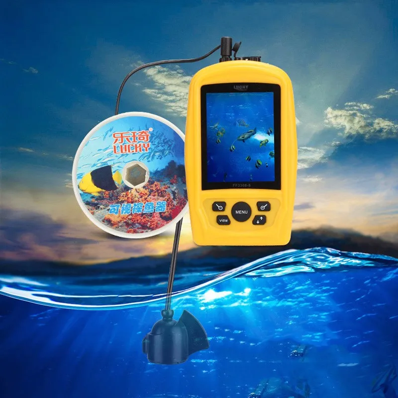 Lucky FF3308-8 Portable Wireless WiFi Fish Finder 40m Depth Sonar Sounder Alarm Transducer Fishfinder with Colorful Display | Спорт и