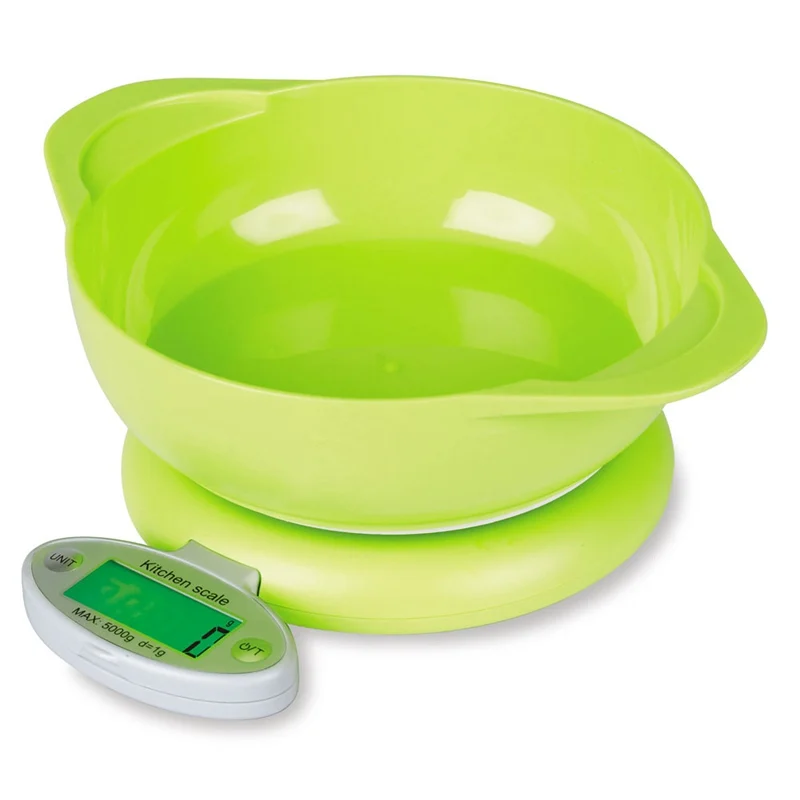 With 1PCS Bowl 5 кг/1 г ЖК-дисплей цифровые весы кухонные весы практичные электронные диетические весы весовой инструмент весы со светодиодным дисплеем - Цвет: With 1PCS Bowl