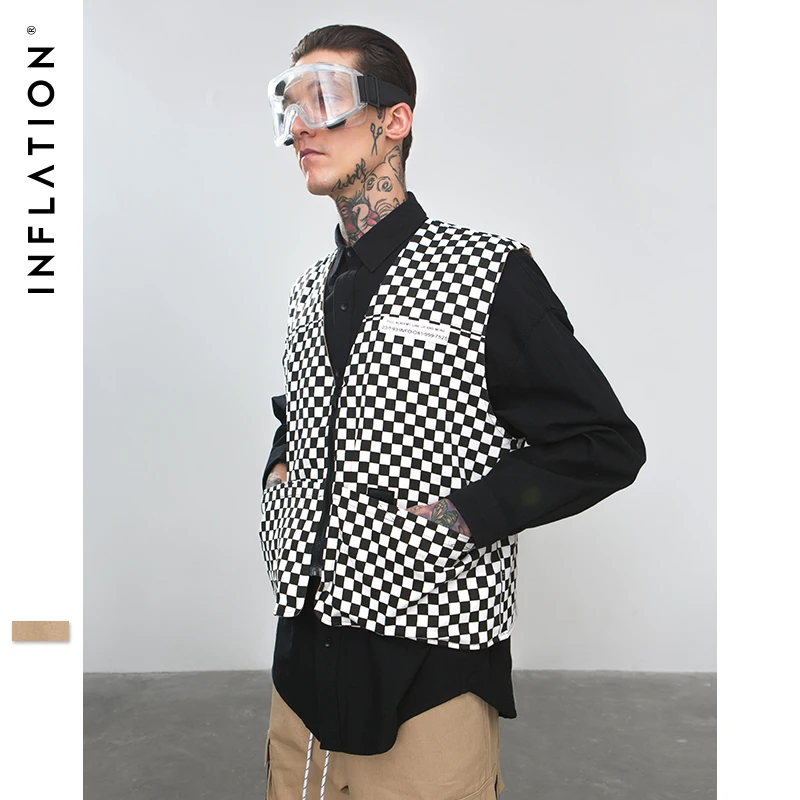 Инфляция 2018 новый хип-хоп Уличная жилетка пальто Мужская Высокая уличная карманы