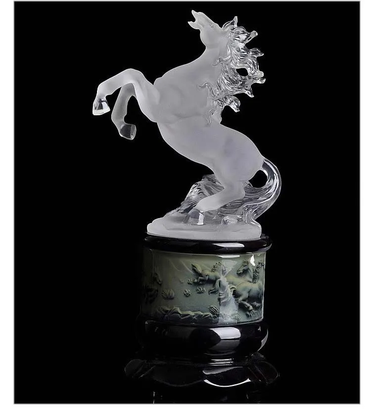 

GOOD # office home efficacious FENG SHUI Talisman Protection Money Drawing crystal 3D HORSE Sculpture ART statue 34cm