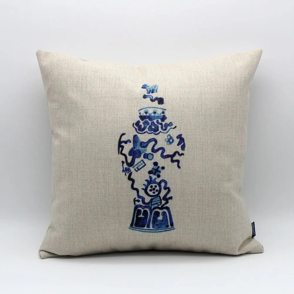 

LINKWELL 18x18 "модная китайская Синяя Керамическая Ваза синий и белый фарфор Мешковина наволочка ДЕКОР в китайском стиле