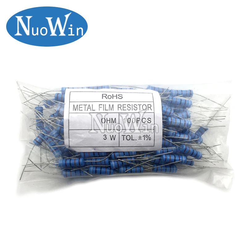 200 шт. металлический пленочный резистор 3 Вт 1% 2 R M 100 10 120 150 220 270 330 390 470 1K K 4 7 10K 15K 100K