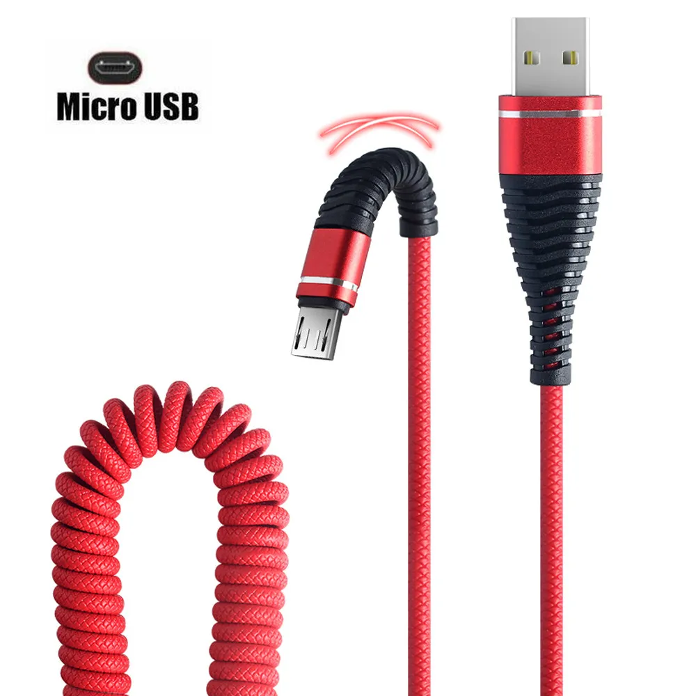 Micro USB, рыбий хвост, пружина, прочный кабель для передачи данных, быстрая зарядка для телефона Android, для Mp4, Mp3, Usb, Micro Usb для камеры, кабели для передачи данных