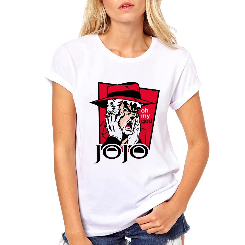 Женская футболка с дизайном аниме крутая JoJo Необычные приключения Забавные