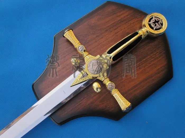 S4518 драгоценный камень TEMPLAR KNIGHT меч масонов W/табличка золотой серебряный тон 46