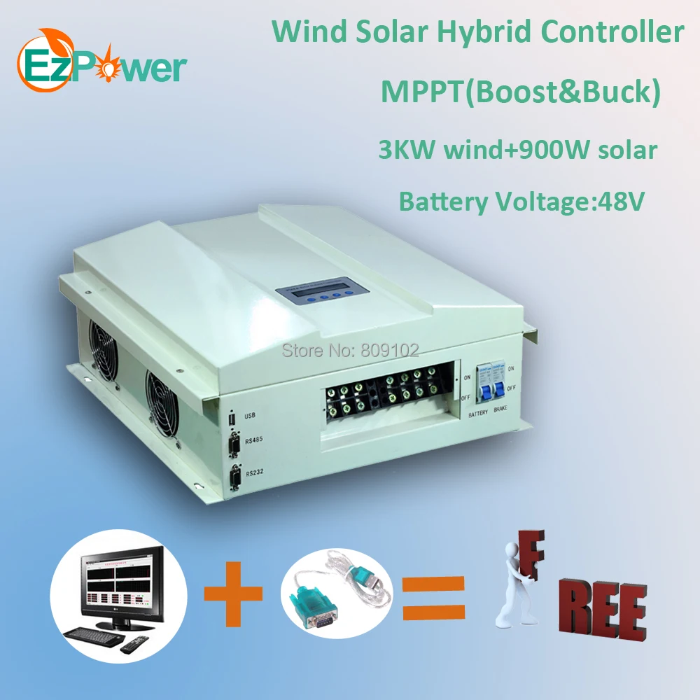 

3KW 48V MPPT wind solar hybrid charge controller, LCD display
