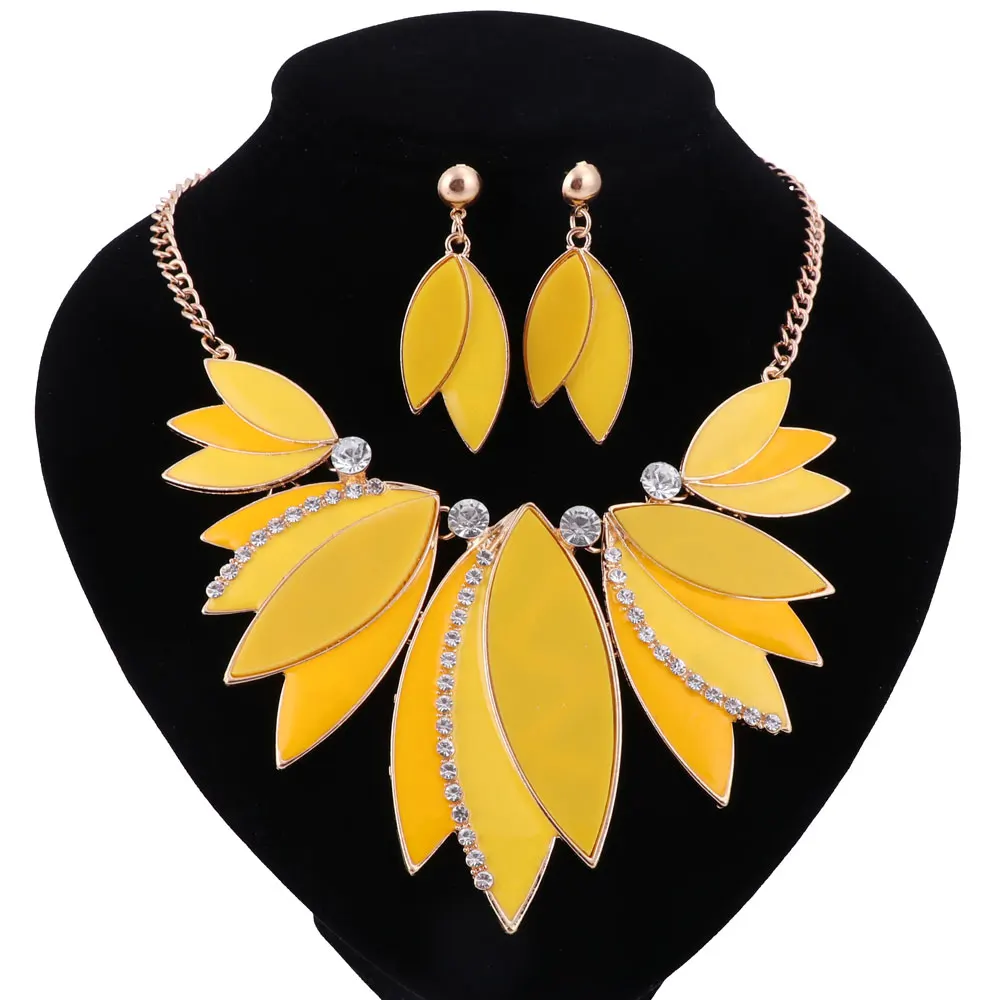 Женские вечерние комплекты ювелирных изделий в стиле бохо с золотыми листьями и