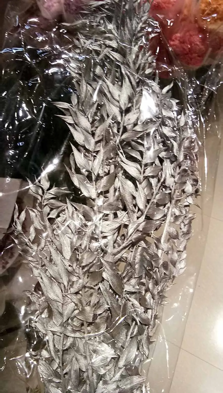 Silver 1 пачка консервированные сушеные листья рускуса ветка для рукоделия подарок Материал аксессуар украшение цветок Организация DIY - Цвет: Silver