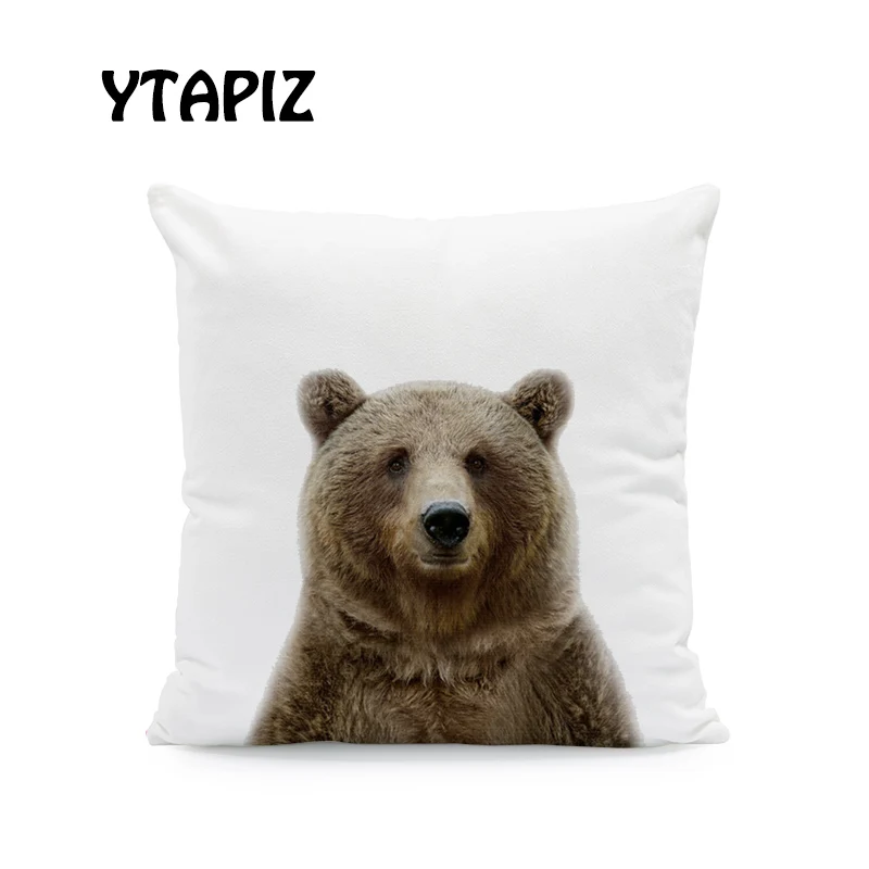 Простой пустой фон подушки с изображением животных 45х45см бархат коричневый